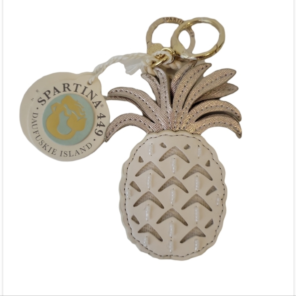 Spartina 449 Icon Keychain Bag Charm Cream Pineapple NEW
